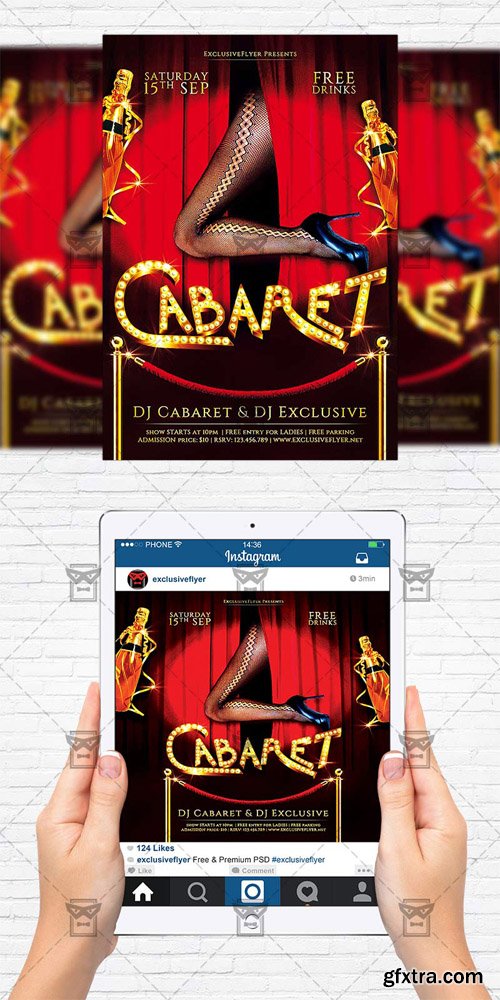 Cabaret Night - Flyer Template + Instagram Size Flyer Cabaret Night - Flyer Template + Instagram Size Flyer