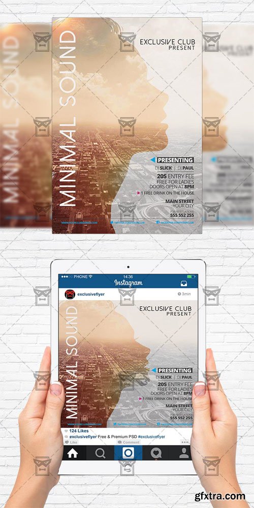 Minimal Sound - Flyer Template + Instagram Size Flyer Minimal Sound - Flyer Template + Instagram Size Flyer