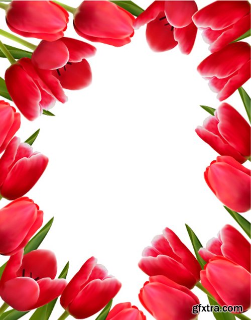 Spring vector background with tulips