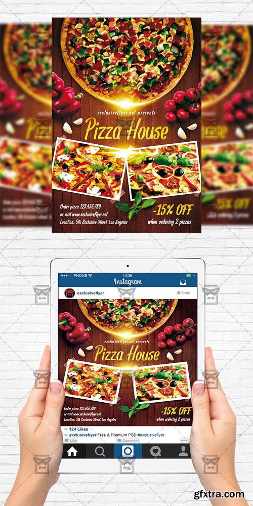 Pizza House - Flyer Template + Instagram Size Flyer