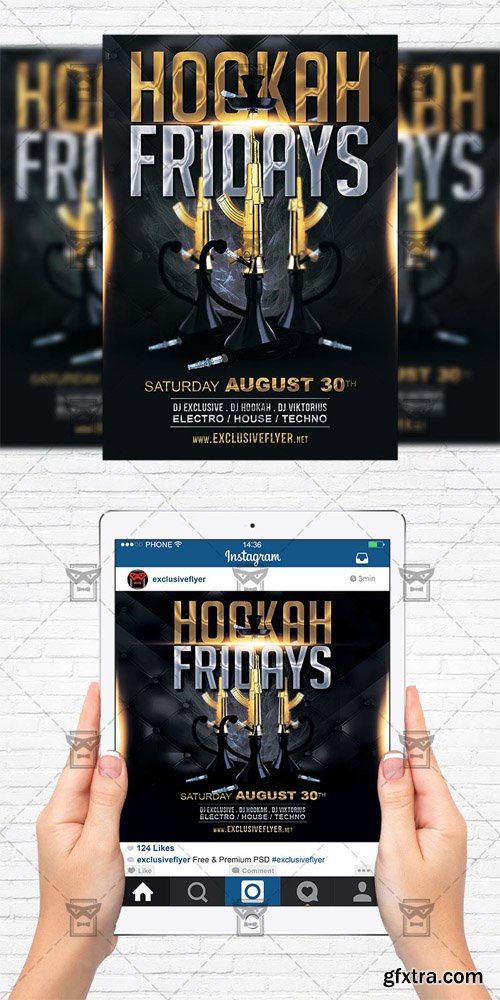 Hookah Fridays - Flyer Template + Instagram Size Flyer Hookah Fridays - Flyer Template + Instagram Size Flyer