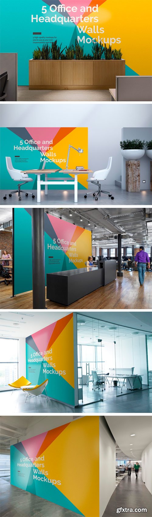 CM 1256987 - 5 Office/Headquarters Walls Mockups