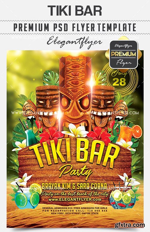 Tiki Bar – Flyer PSD Template + Facebook Cover