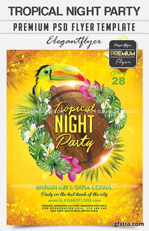 Tropical Night Party – Flyer PSD Template + Facebook Cover