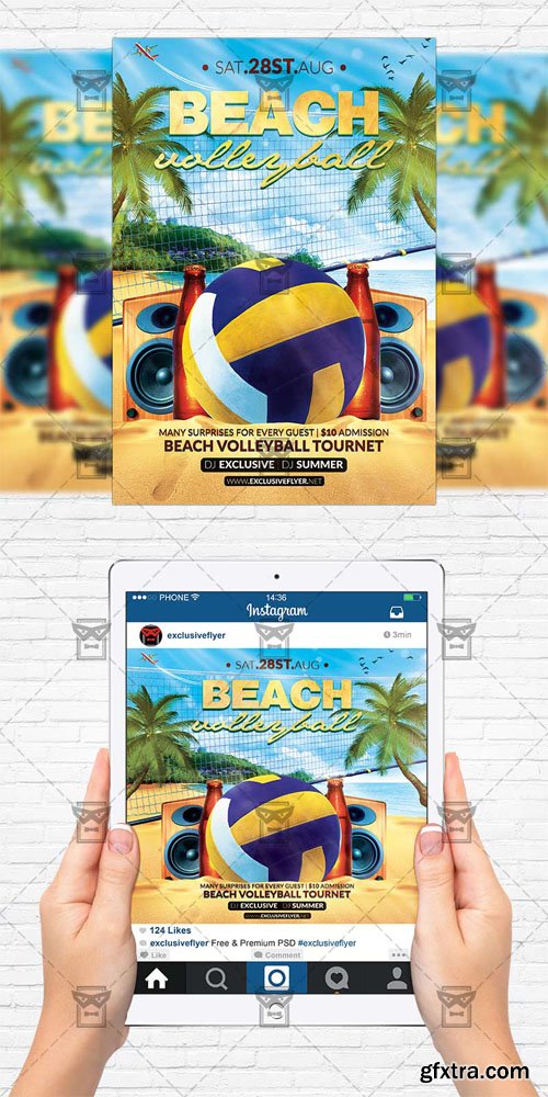 Beach Volleyball - Flyer Template + Instagram Size Flyer Beach Volleyball - Flyer Template + Instagram Size Flyer