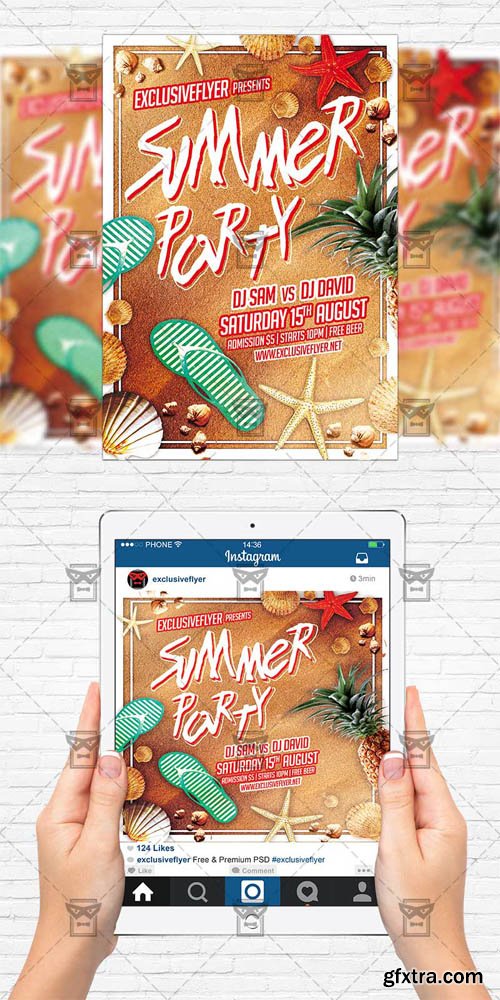Summer Beach Party - Flyer Template + Instagram Size Flyer Summer Beach Party - Flyer Template + Instagram Size Flyer