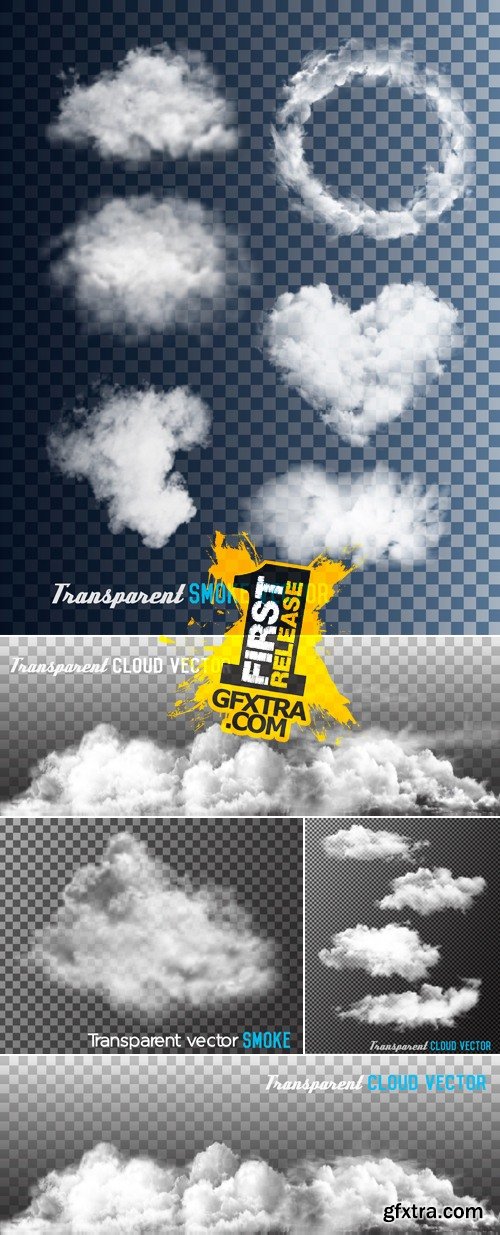 Smoke & Clouds on Transparent Background Vector