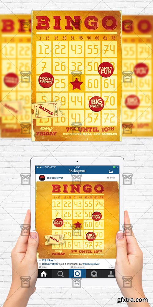 Bingo Night - Flyer Template + Instagram Size Flyer Bingo Night - Flyer Template + Instagram Size Flyer