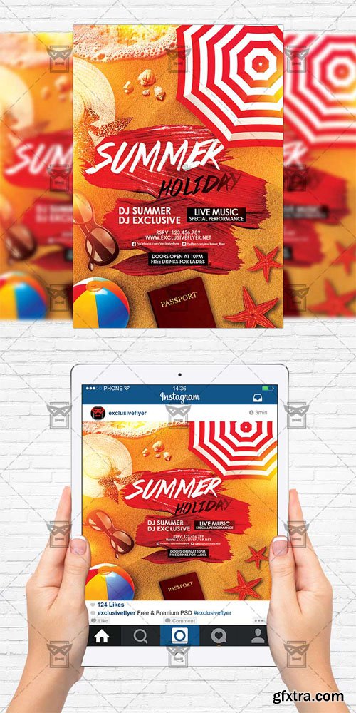 Summer Holiday - Flyer Template + Instagram Size Flyer Summer Holiday - Flyer Template + Instagram Size Flyer