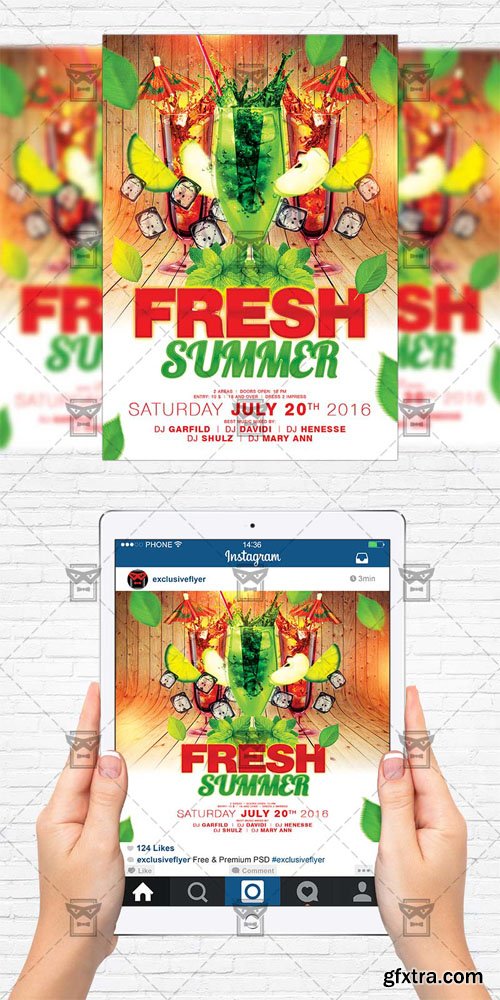 Fresh Summer - Flyer Template + Instagram Size Flyer Fresh Summer - Flyer Template + Instagram Size Flyer