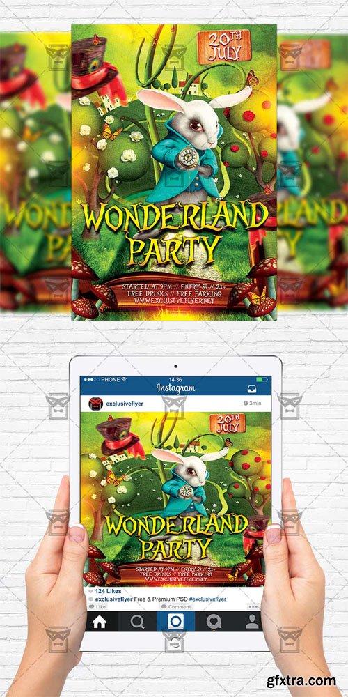 Wonderland Party - Flyer Template + Instagram Size Flyer Wonderland Party - Flyer Template + Instagram Size Flyer