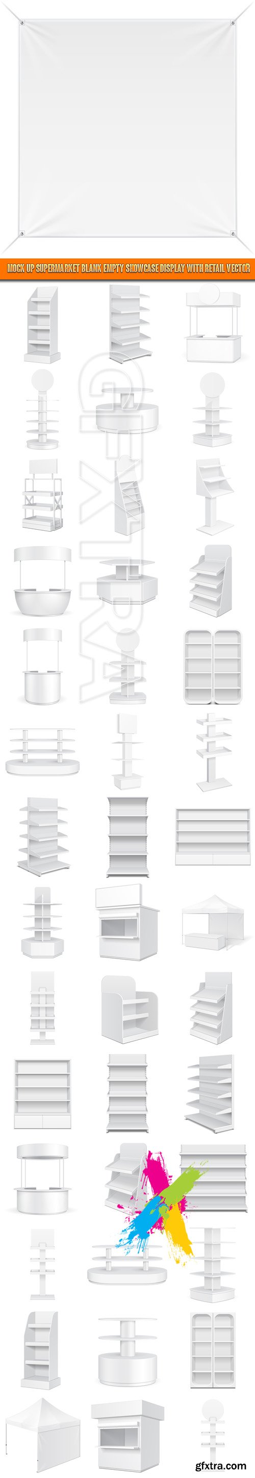 Mock Up Supermarket Blank Empty Showcase Display With Retail vector