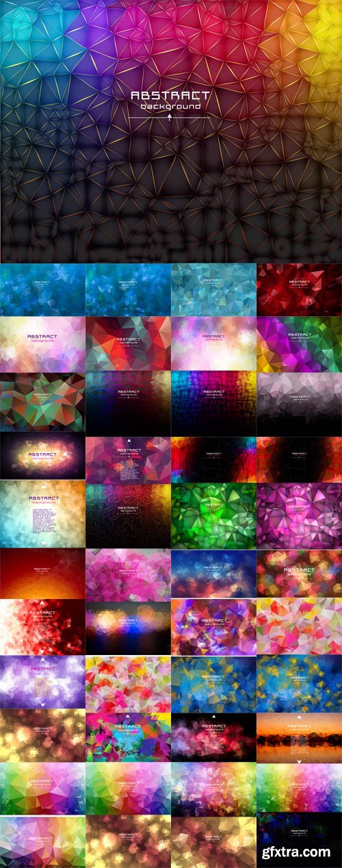 Vector Set - Abstract Low Poly Triangles Backgrounds. Geometric Polygonal Design. Multicolor Vector Set - Abstract Low Poly Triangles Backgrounds. Geometric Polygonal Design. Multicolor
