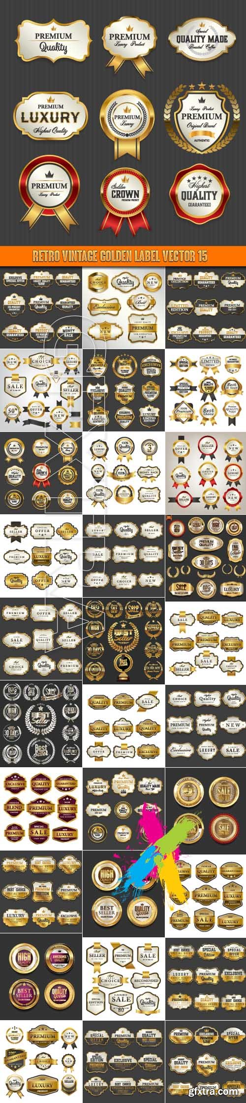 Retro vintage golden label vector 15