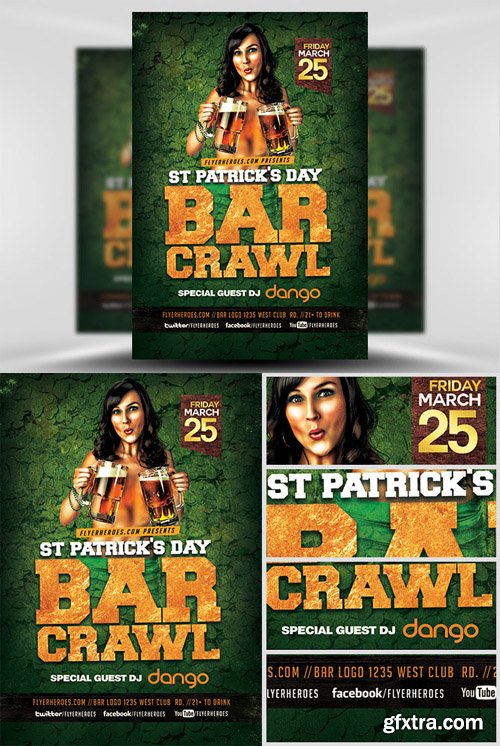 St. Patricks&rsquo;s Day Bar Crawl Flyer Template