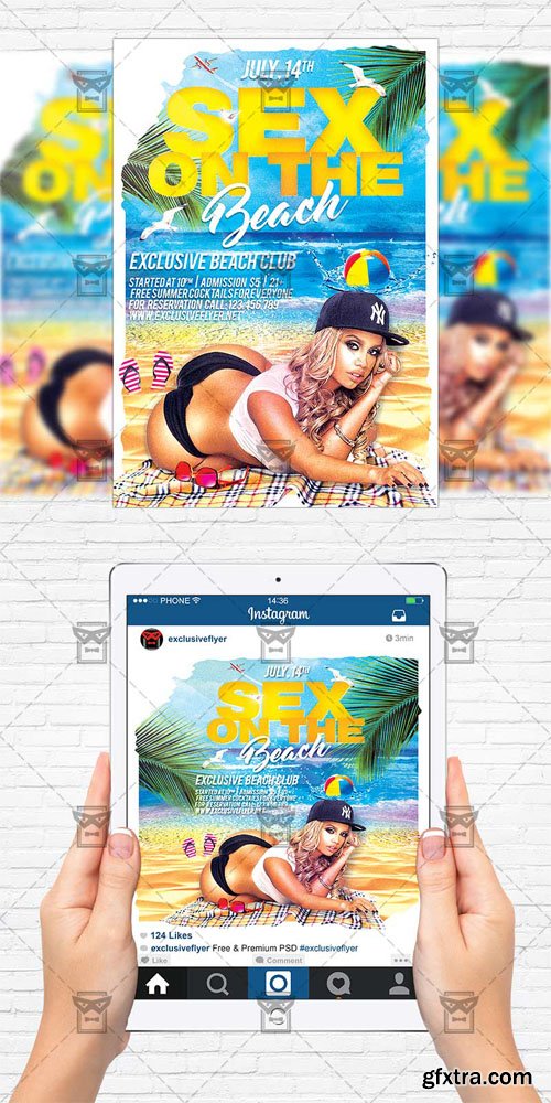 Sex on the Beach - Flyer Template + Instagram Size Flyer Sex on the Beach - Flyer Template + Instagram Size Flyer