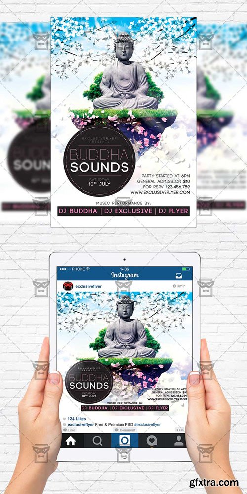 Buddha Sounds - Flyer Template + Instagram Size Flyer Buddha Sounds - Flyer Template + Instagram Size Flyer