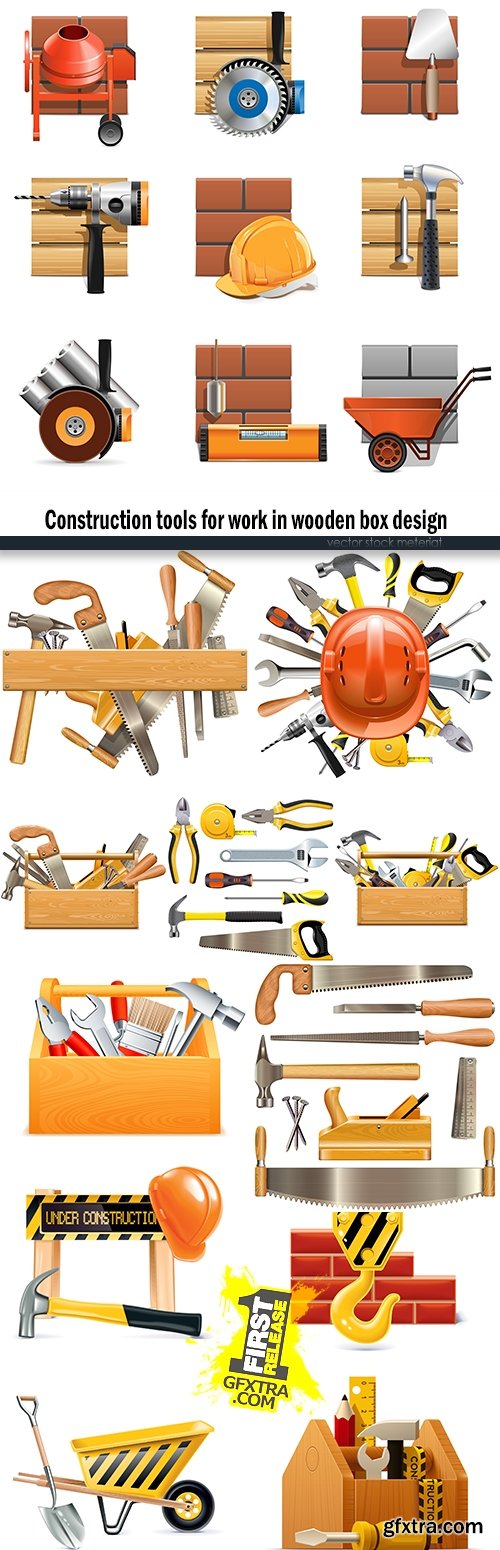 Construction tools for work in wooden box design