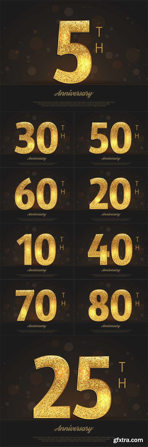 Vector Set - Anniversary Decorated Greeting or Invitation Card Template 3 Vector Set - Anniversary Decorated Greeting or Invitation Card Template 3