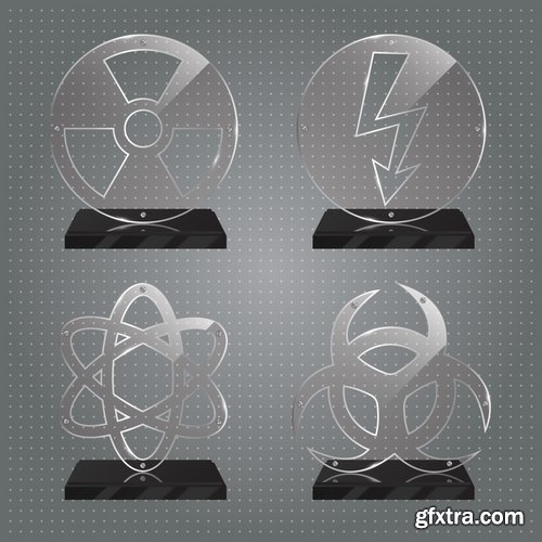 Collection glass prize trophy cup award stand advertising stand 25 EPS