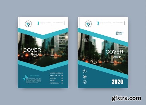Collection of book cover flyer magazine booklet with infographics vector image 3-25 EPS
