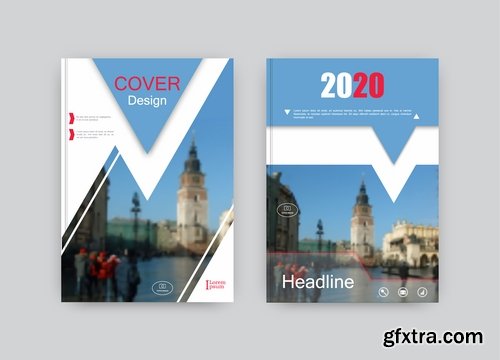 Collection of book cover flyer magazine booklet with infographics vector image 3-25 EPS