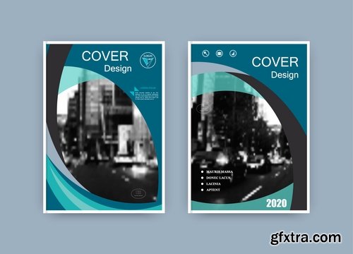 Collection of book cover flyer magazine booklet with infographics vector image 3-25 EPS
