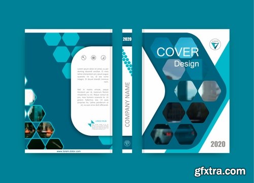 Collection of book cover flyer magazine booklet with infographics vector image 3-25 EPS