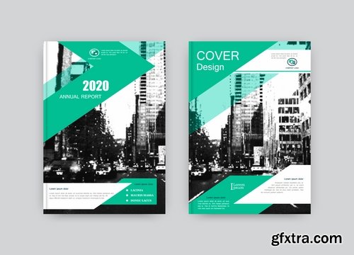 Collection of book cover flyer magazine booklet with infographics vector image 3-25 EPS
