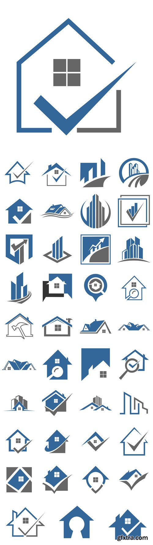 Vector Set - House Real Estate Residential Building Logos Vector Set - House Real Estate Residential Building Logos