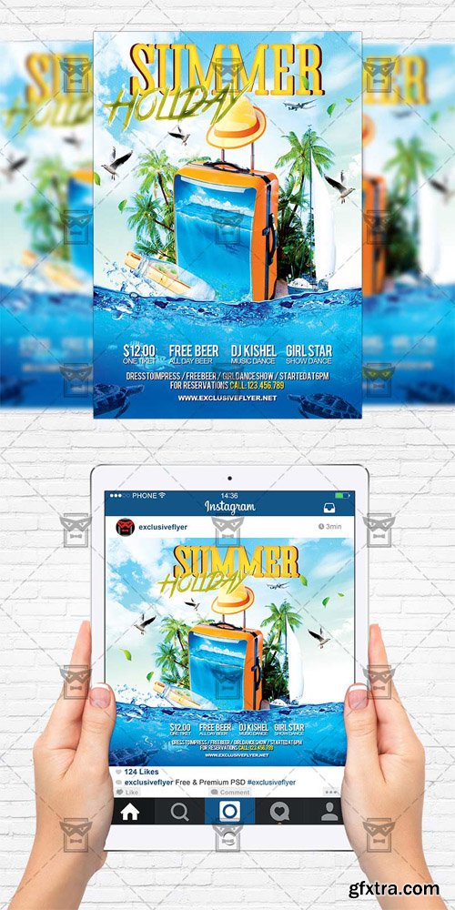 Summer Holiday - Flyer Template + Instagram Size Flyer