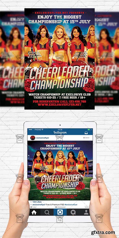 Cheerleader Championship - Flyer Template + Instagram Size Flyer