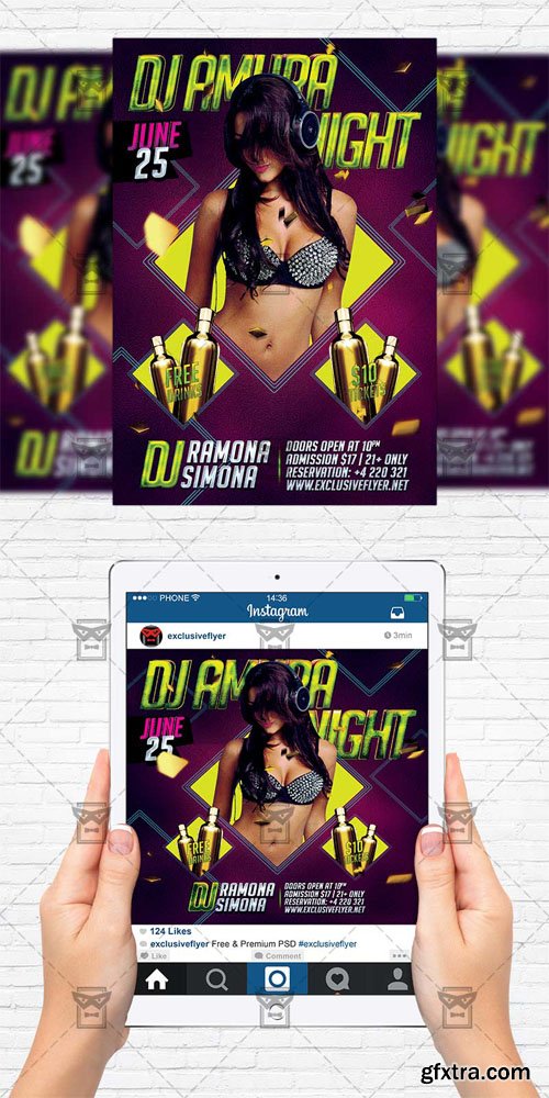 DJ Guest - Flyer Template + Instagram Size Flyer