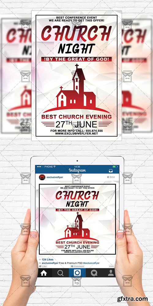 Church Night - Flyer Template + Instagram Size Flyer