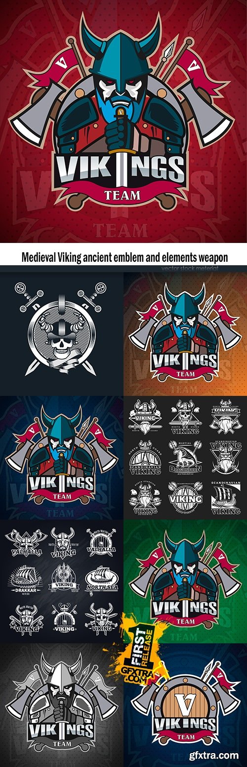 Medieval Viking ancient emblem and elements weapon Medieval Viking ancient emblem and elements weapon