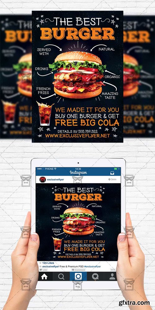 Burger Restaurant - Flyer Template + Instagram Size Flyer