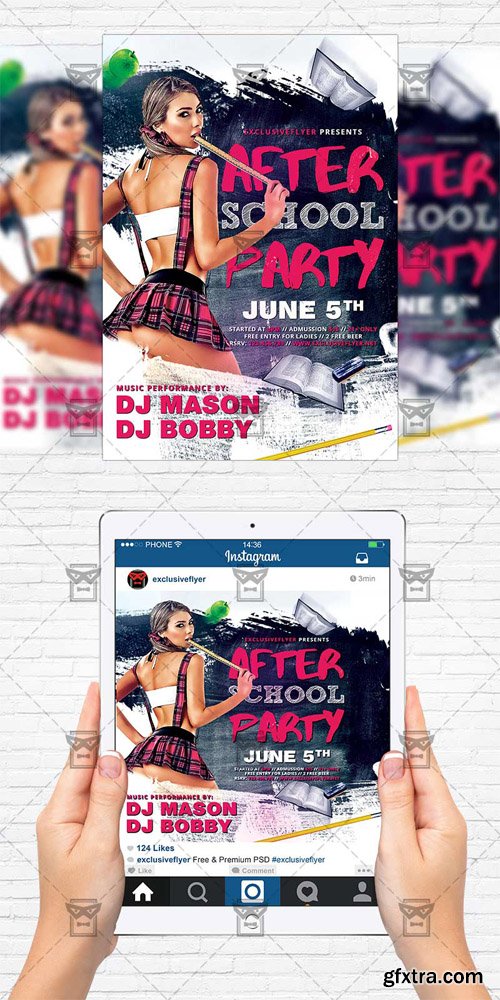 After School Party - Flyer Template + Instagram Size Flyer After School Party - Flyer Template + Instagram Size Flyer