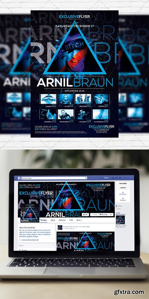 DJ Event - Flyer Template + Facebook Cover