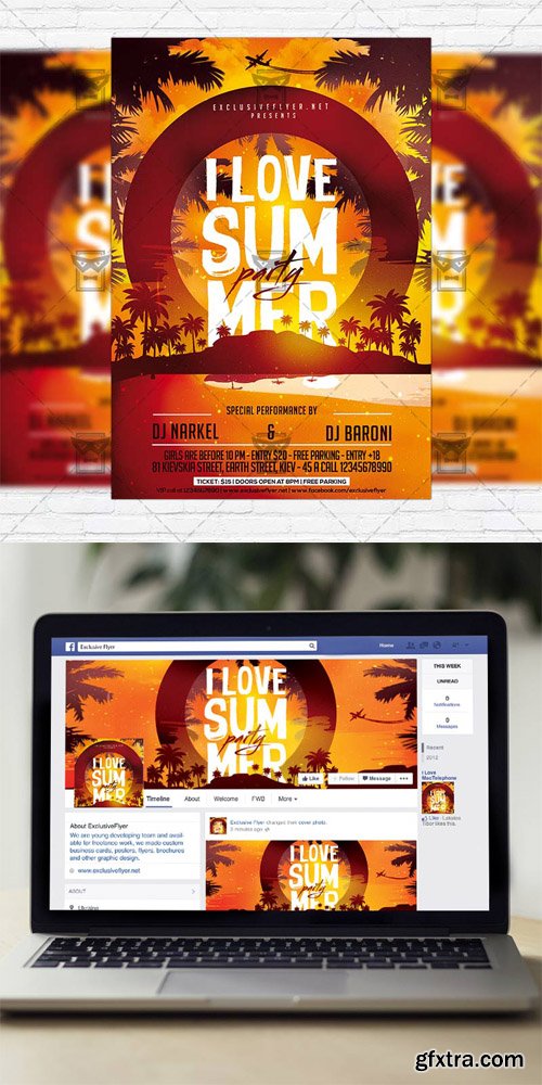 I Love Summer Party - Flyer Template + Instagram Size Flyer I Love Summer Party - Flyer Template + Instagram Size Flyer