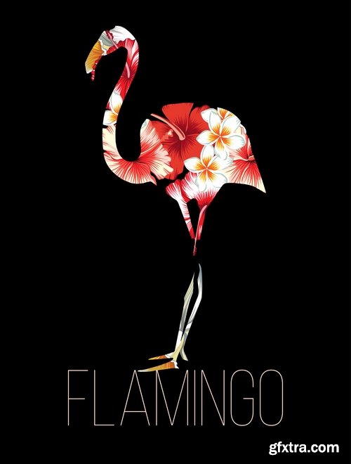 Flamingo collection of bird background background pattern of wing feather wallpaper 25 EPS