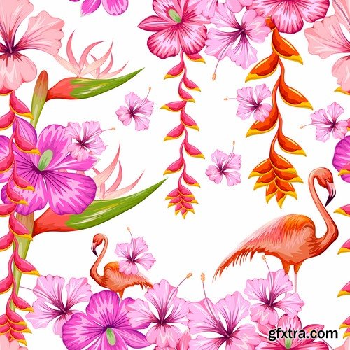 Flamingo collection of bird background background pattern of wing feather wallpaper 25 EPS