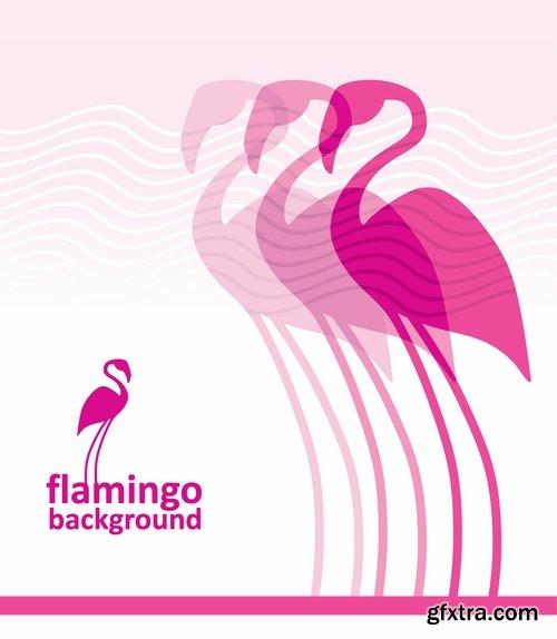Flamingo collection of bird background background pattern of wing feather wallpaper 25 EPS