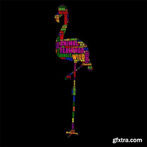 Flamingo collection of bird background background pattern of wing feather wallpaper 25 EPS