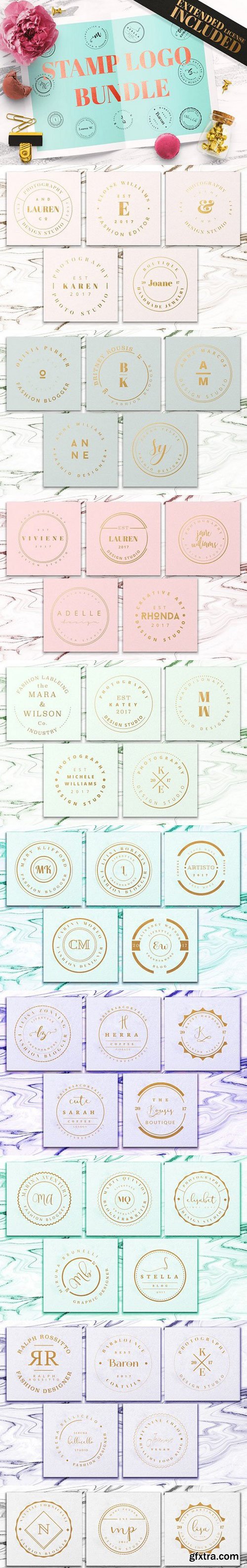 CM - 90 Stamp Logo Templates Bundle 1270698