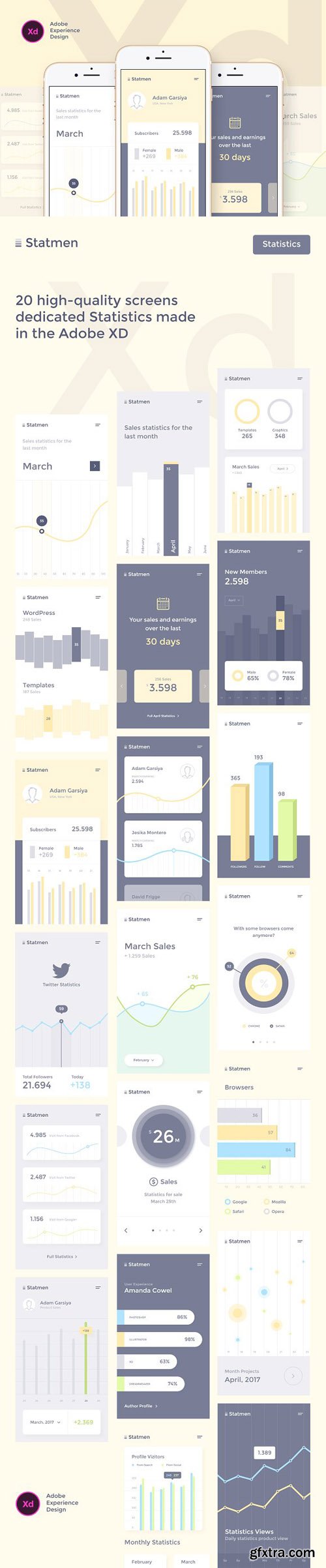Statmen XD iOS Ui Kit - Statistic Statmen XD iOS Ui Kit - Statistic