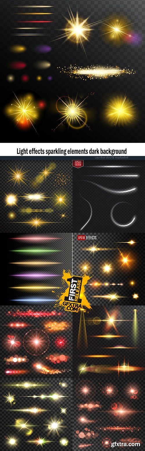 Light effects sparkling elements dark background