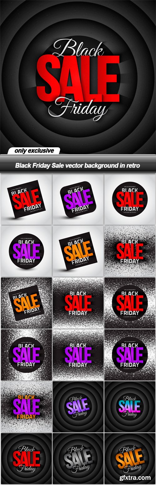 Black Friday Sale vector background in retro - 18 EPS