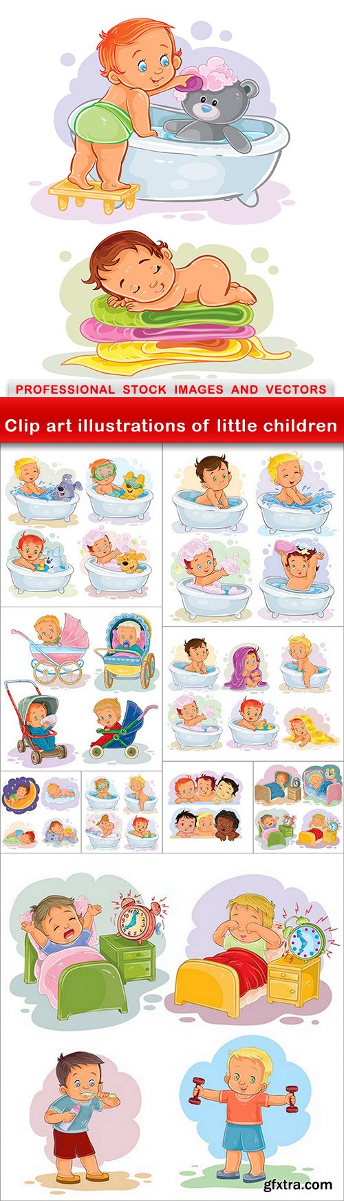 Clip art illustrations of little children - 10 EPS