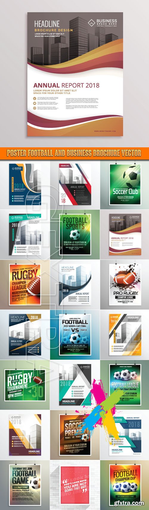 Poster football and business brochure vector
