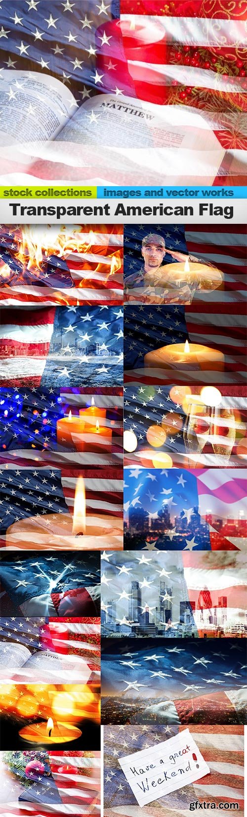Transparent American Flag, 15 x UHQ JPEG